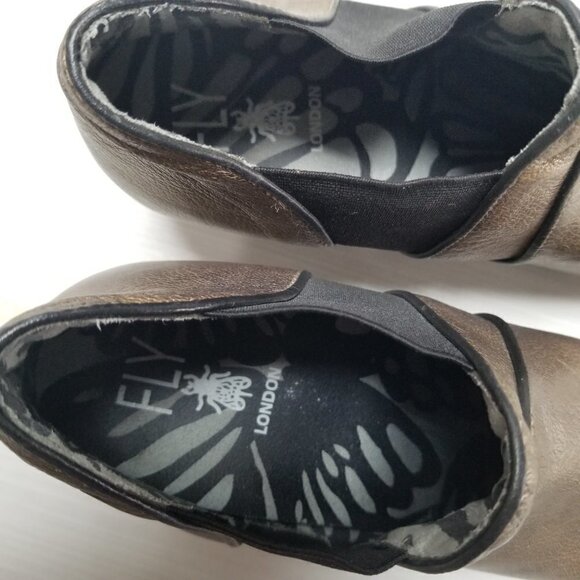 FLY London Bronze Kitten Heel  Ankle Booties Victorian 38 - Picture 5 of 10